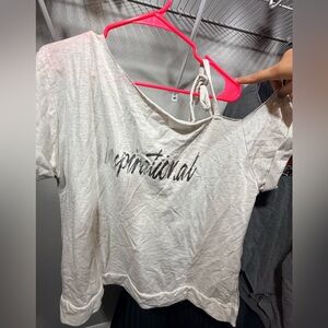 Livi Active Gray Inspirational Women's Crop Tee One Shoulder